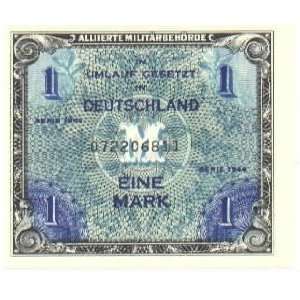  Germany 1944 1 Mark, Allied Military Currency; Pick 192a 