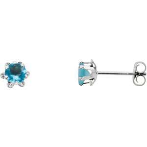   White Gold Pair March Teen Birthstone Earring Youth Birthstone Earring