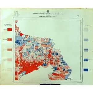  1929 Colour Map Italy Statistics Births Trieste Venezia 