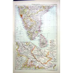  INDIA SOUTH ANTIQUE MAP c1897 CEYLON NORTH WEST PROVINCES 