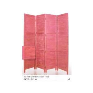 All new item 4 panel red finish Nantucket room divider screen solid 