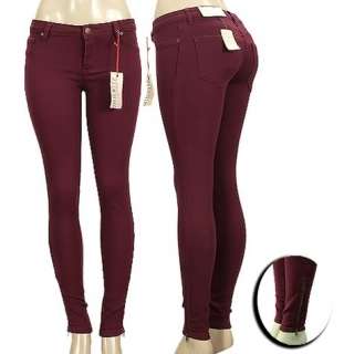 Burgundy Forever 21 Skinny Jeans Jeggings Side Zippers Sexy Long 
