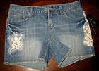 INC WOMENS DENIM SHORT NWT With White Lace RETAIL $59.50 Tax Size 4