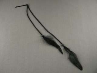 Black faux suede 10 long Feather extension hair pin  