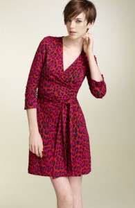  Diane Von Furstenberg JEANNE Silk Jersey Wrap Dress Spotted Cat Ruby 2