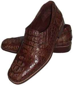 AUTH CROCODILE ALLIGATOR LEATHER LOAFERS MENS SHOES BROWN  