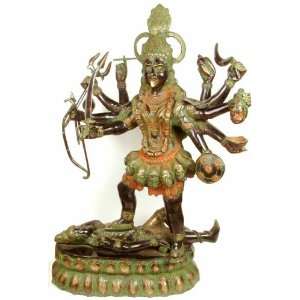  Ten Armed Black Kali, or Mahakali   Brass Statue