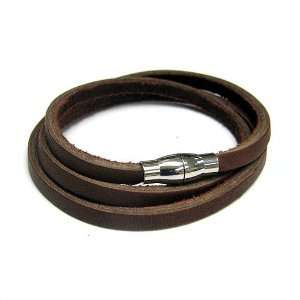   Brown Flat Leather Cord 5mm Magnetic Wristband Bracelets 8 Jewelry