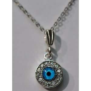  Silver Evil Eye & Cz Pendant and 18 Silver Chain Jewelry