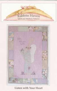 LISTEN WITH YOUR HEART WALL HANGING STITCHERY & QUILT PATTERN