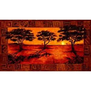 Madou 54W by 28H  Serengeti Sunset CANVAS Edge #1 3/4 black edge 