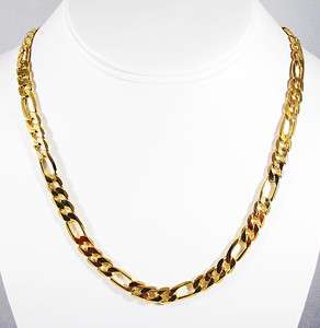   Womens 14k Yellow Gold Finish Figaro Link Chain Necklace+