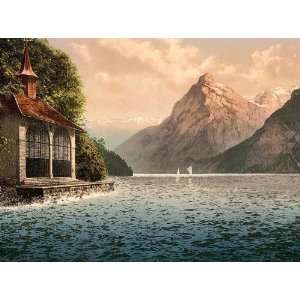  Vintage Travel Poster   Tells Chapel evening view Lake Lucerne 