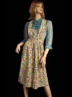 Vintage Cotton Print Pinafore Style Jumper Dress 1940’S  