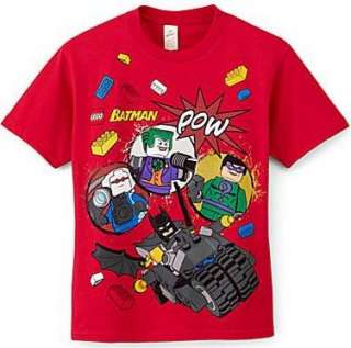 BATMAN LEGO Short Sleeve Shirt Size 8 10 12 14 16 18 20 RED  