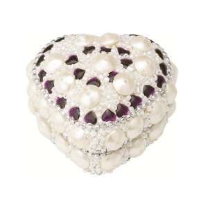 Lisbeth Dahl Cream Heart Box with Lavender Pearl Pattern