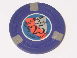 25 CAL VADA LODGE LAKE TAHOE Nevada Old Vintage Casino Poker Chip R 5 