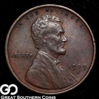 1909 S VDB Lincoln Cent Penny CHOICE AU ** RARE KEY DATE  