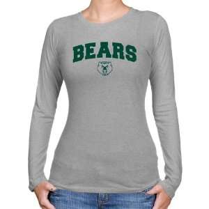NCAA Baylor Bears Ladies Ash Logo Arch Long Sleeve Slim Fit T shirt 