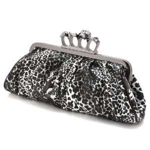  Black Animal Leopard Print Soft PU Leather Skull Ring 