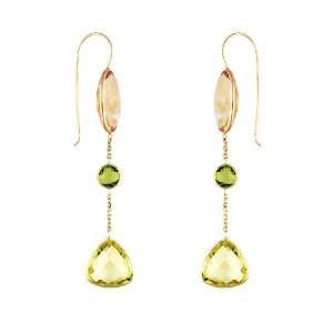  Gold Earrings With Gemstones Citrine Lemon Quartz Peridot   JewelryWeb