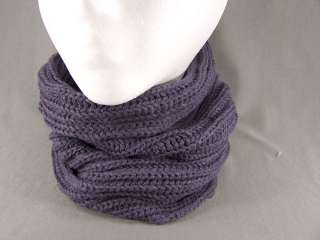   Gray soft knit cowl neck circle infinity endless loop tube scarf warm