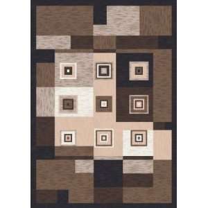   ® Bloques Rug   Brown Leather (77 Round) Furniture & Decor