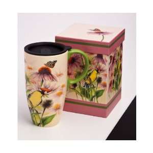 Latte Travel Mug, Daisies and Butterfly   (Kitchen Accessories 
