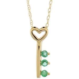   tall Key To My Heart Pendant, w/ Brilliant Cut Emerald Stones Jewelry