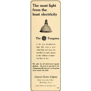  1909 Ad Tungsten General Electric Bulb Light Harrison 