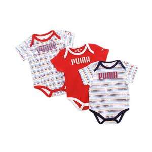  Puma Laced Up Bodysuit 3 Pack (Sizes 0M   9M)   red, 3 