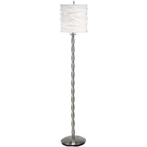 Krinkle Collection Polished Steel Base w/White Fabric Shade Floor Lamp