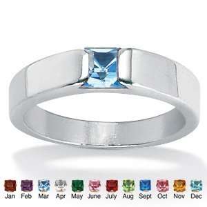    Cut Birthstone Stackable Ring  March  Simulated Aquamarine Jewelry