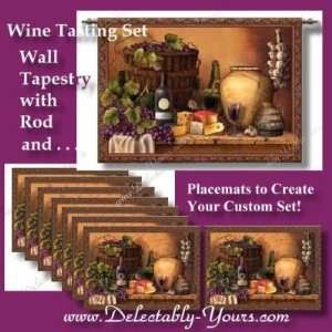  Wine Tasting Grapes & Wine Bottles Tapestry Placemats 