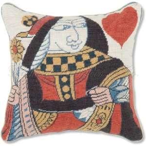  Queen of Hearts Playing Card Needlepoint Pillow