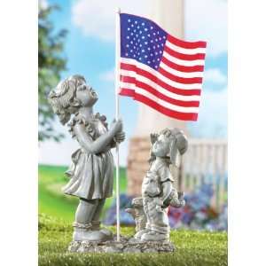   Children With American Flag By Collections Etc Patio, Lawn & Garden