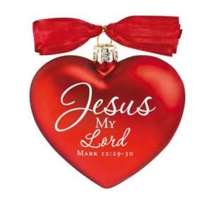  Jesus My Lord Hand Blown Glass Ornament with Satin Ribbon 
