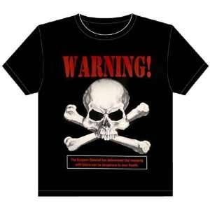    Warning Skull and Crossbones Motorcycle T shirt Automotive
