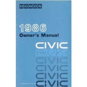  1986 HONDA CIVIC CRX Owners Manual User Guide Automotive