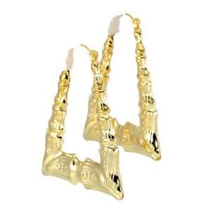    14k Gold Filled Hollow Bamboo Earrings 2.4x1.75 Inches Jewelry