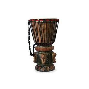  NOVICA Wood djembe drum, Think Together