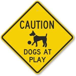  Caution Dogs At Play (with Graphic) Engineer Grade Sign 