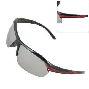   Lens Design Black Red Plastic Arms Sports Sunglasses