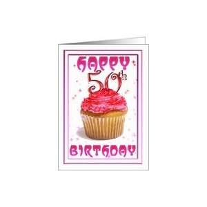  Happy 50th Birthday sweet cup cake Card Toys & Games