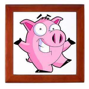  Keepsake Box Mahogany Pig Cartoon 
