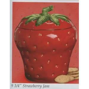   Gibson Ceramic Strawberry Jam Red Berry Cookie Jar