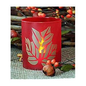  Party Pack of 12 Red Votives Cups with Gold Leaf Motif 