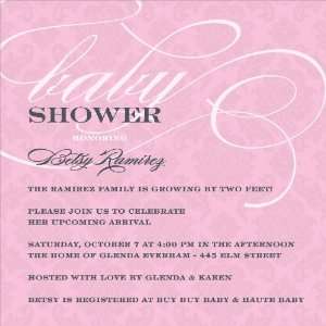  Baby Shower Typography Pink Baby Shower Invitations 