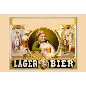  Lager Beer   12x18 Framed Print in Gold Frame (17x23 