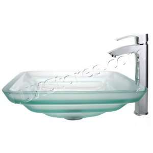 Frosted Oceania Glass Sink and Visio Faucet C GVS 930FR 19mm 1810CH 